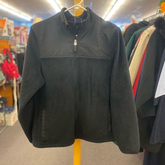 Fila Ladies Lg Black Fuzzy Zip UP Jacket - Picture 1 of 3